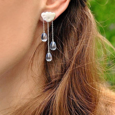 Gemstone Raindrop Cloud Earrings (Various Gems)